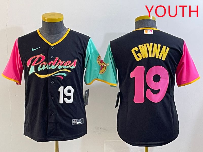 Youth San Diego Padres #19 Gwynn Black City Edition Game 2025 Nike MLB Jersey style 4->youth mlb jersey->Youth Jersey